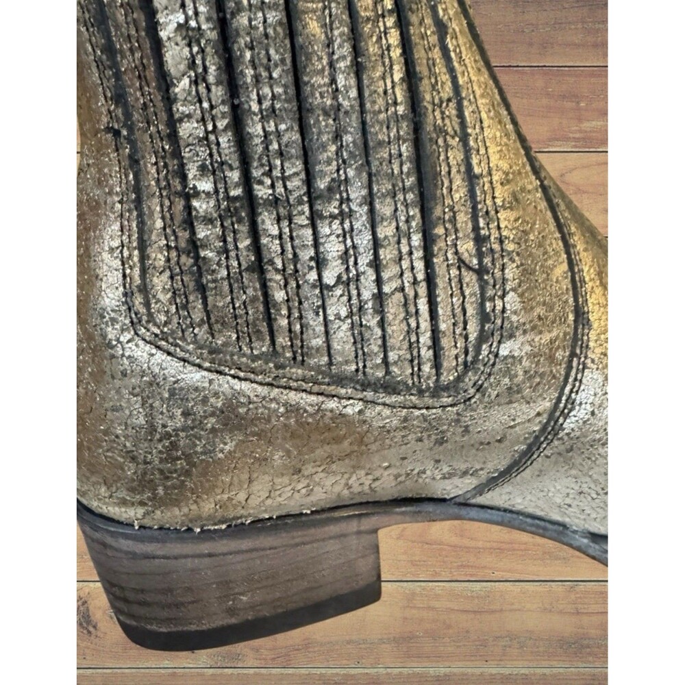 Freebird by Steven Slamanca Leather Ankle Boots Silver Distressed Sz 7 Rare!! - Picture 5 of 16